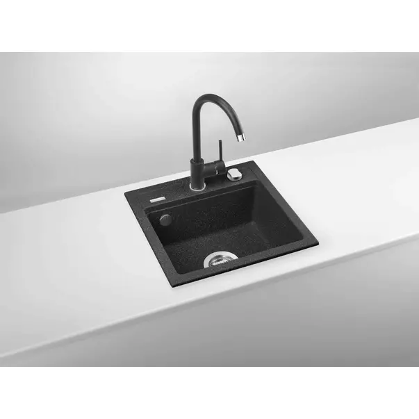 Set chiuveta bucatarie si baterie Deante Zorba finisaj negru-grafit 44x44cm [2]