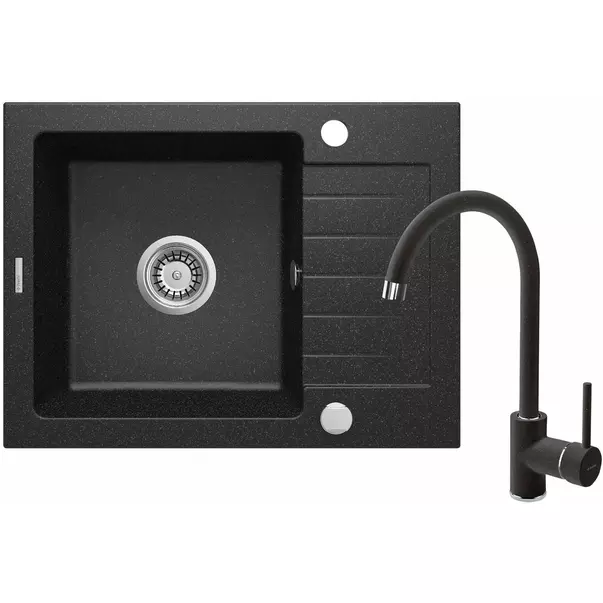 Set chiuveta bucatarie si baterie Deante Zorba finisaj negru-grafit 58x44cm [1]