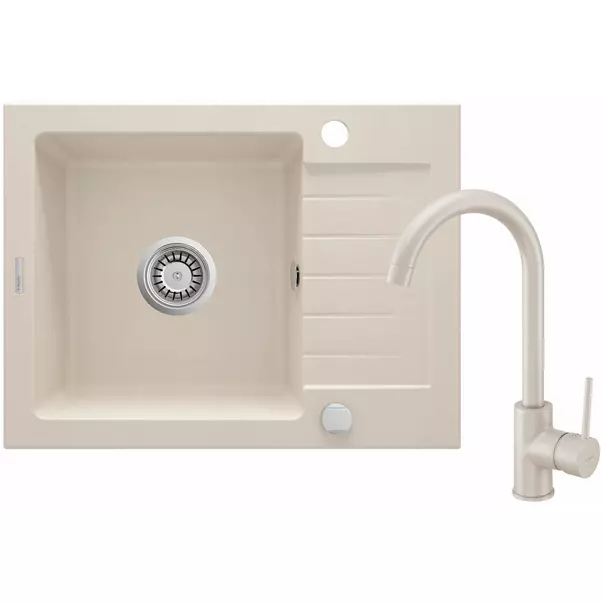 Set chiuveta bucatarie si baterie Deante Zorba finisaj bej 58x44cm [1]