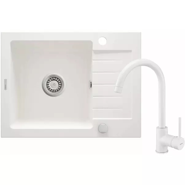 Bucatarie - Set chiuveta bucatarie si baterie Deante Zorba finisaj alabastru 58x44cm