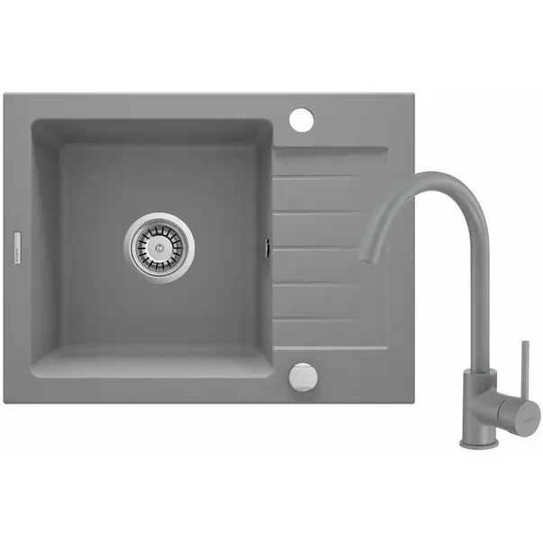 Set chiuveta bucatarie si baterie Deante Zorba finisaj gri-metalic 58x44cm [1]