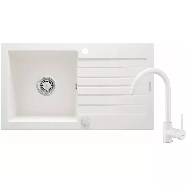 Set chiuveta bucatarie si baterie Deante Zorba finisaj alabastru 76x44cm [1]