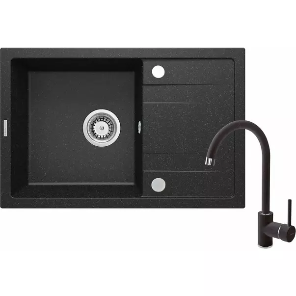 Bucatarie - Set chiuveta bucatarie si baterie Deante Corio finisaj negru-grafit 67x44cm