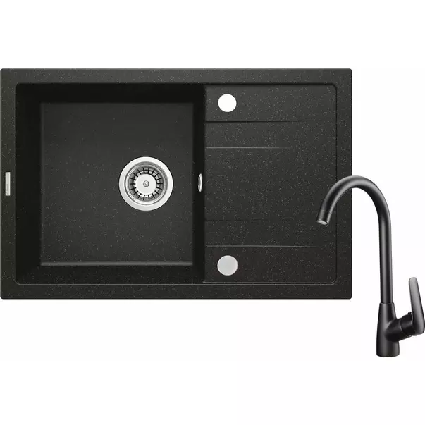 Bucatarie - Set chiuveta bucatarie si baterie Deante Corio 67x44cm finisaj negru-grafit