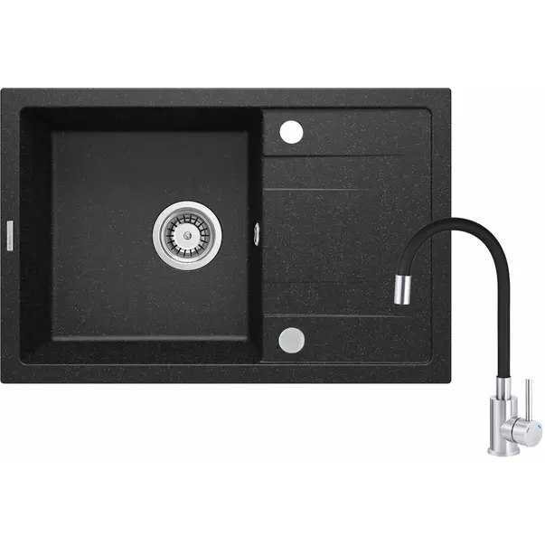 Set chiuveta bucatarie si baterie Deante Corio finisaj grafit-crom 67x44cm [1]