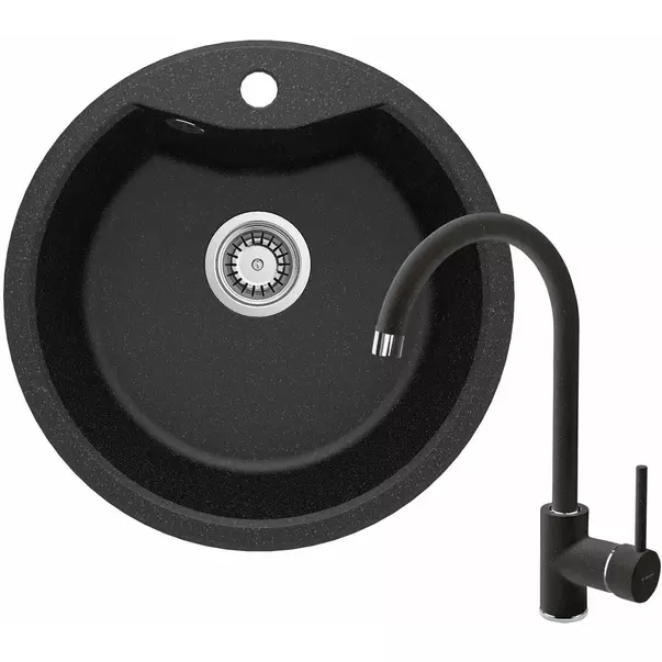 Bucatarie - Set chiuveta bucatarie si baterie Deante Solis finisaj negru-grafit 48cm