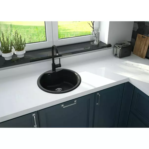 Set chiuveta bucatarie si baterie Deante Solis finisaj negru-grafit 48cm [3]