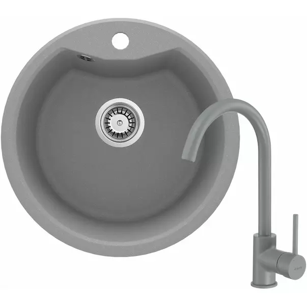 Set chiuveta bucatarie si baterie Deante Solis finisaj gri-metalic 48cm [1]