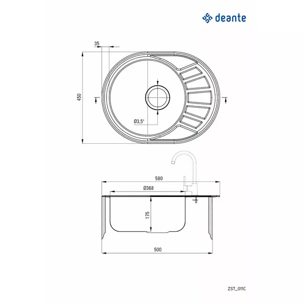 Chiuveta Deante Stock inox satinat 58x45 cm [2]