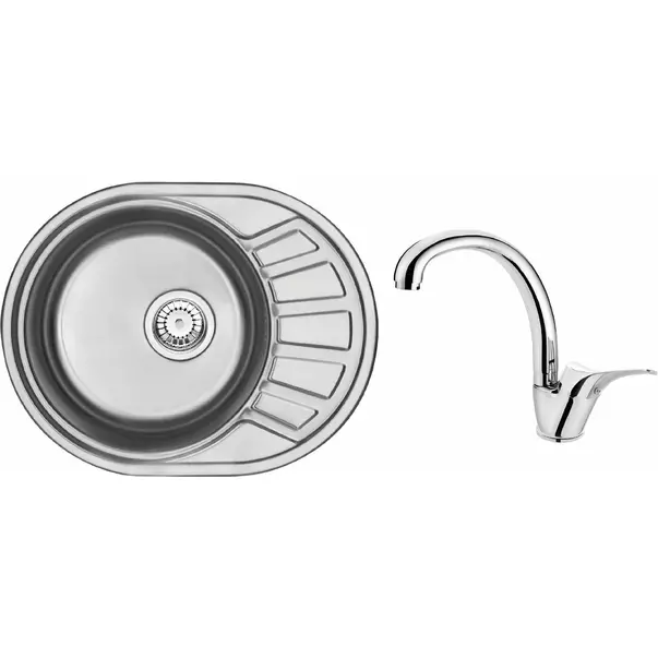 Set chiuveta bucatarie si baterie Deante Stock finisaj inox-satin 58x45cm [1]