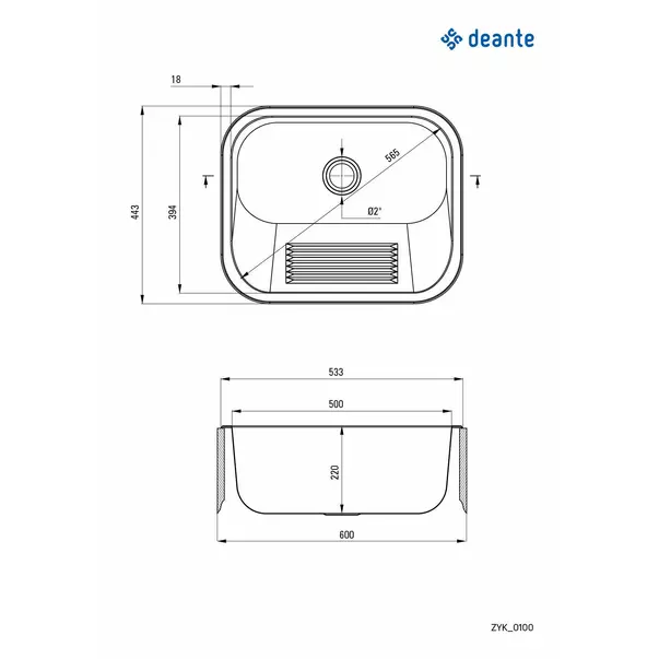 Chiuveta utilitara Deante inox satinat 54x44 cm [4]
