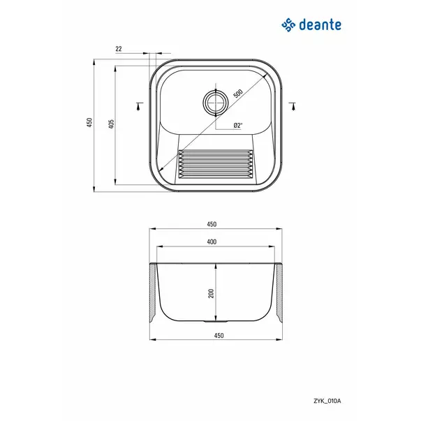 Chiuveta utilitara Deante inox satinat 45x45 cm [5]