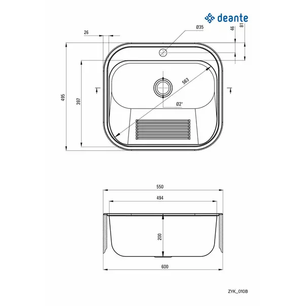 Chiuveta utilitara Deante inox satinat 55x50 cm [5]