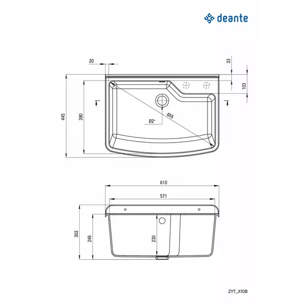 Chiuveta polistiren pentru gradina Deante Garden 44.5x61 cm gri [2]