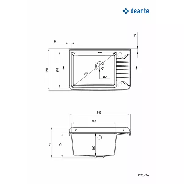 Chiuveta polistiren pentru gradina Deante Garden 35x50.5 cm gri [2]