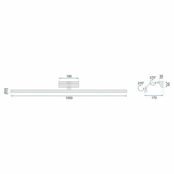 Aplica baie Rea 15w 106 cm gri APP367-1W [2]