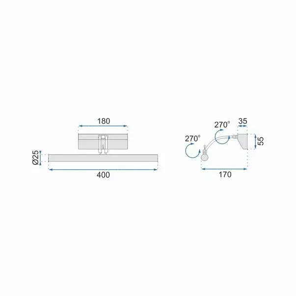 Aplica baie Rea 5w 40 cm gri APP364-1W [2]