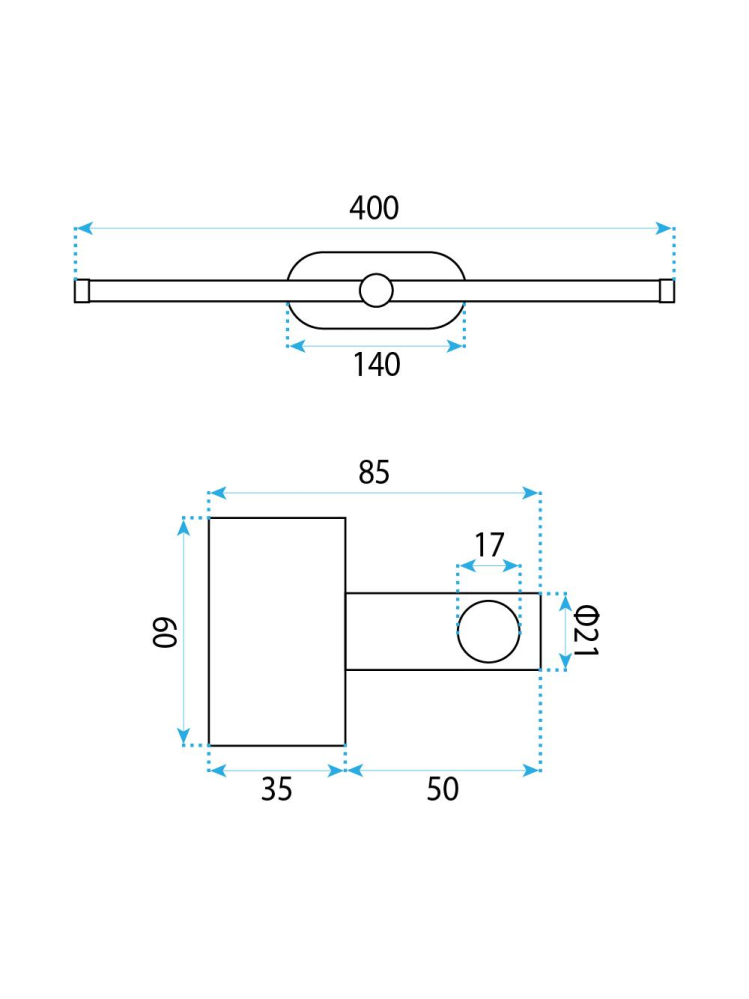 Aplica LED perete Toolight APP1889-1W auriu 400 mm dispersor opal baie [8]