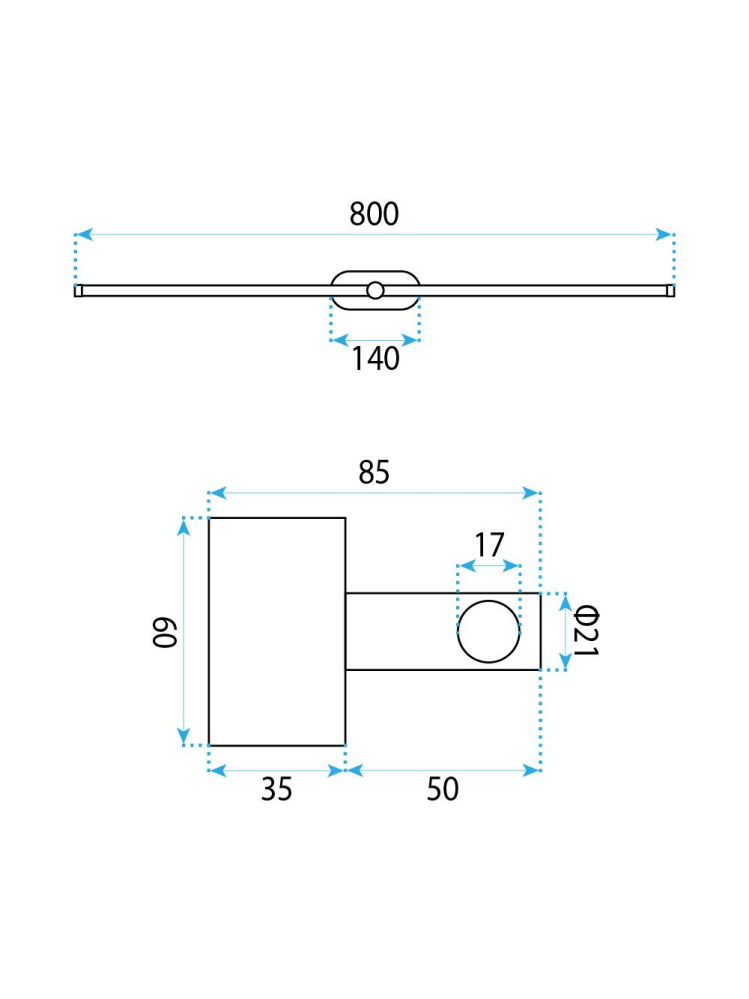 Aplica LED perete Toolight APP1894-1W 80 cm auriu periat [12]