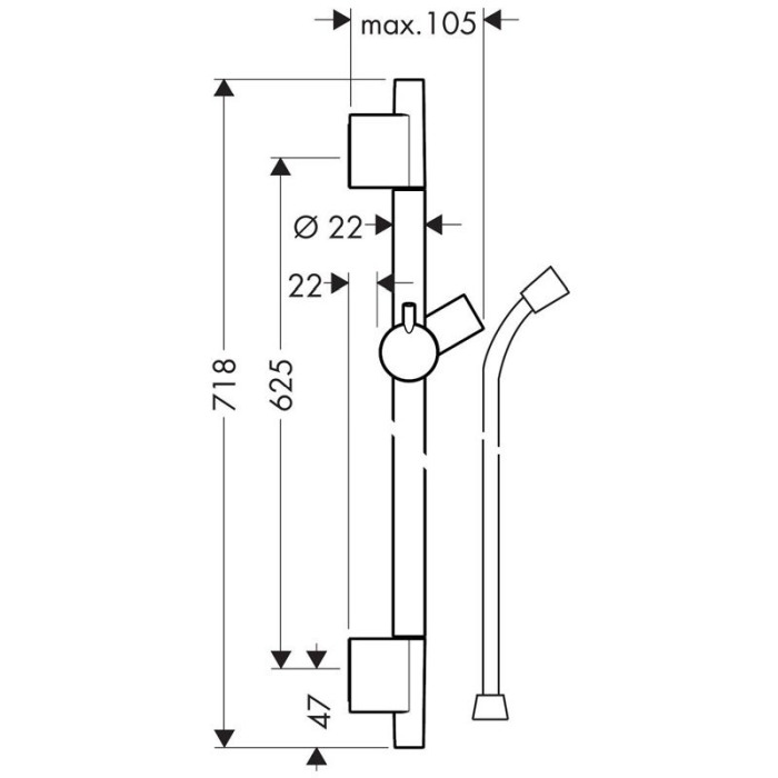 Bara de dus, Hansgrohe, Unica S Puro, cu furtun, 65 cm, bronz periat [2]