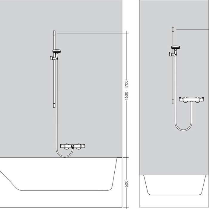 Bara de dus, Hansgrohe, Unica S Puro, cu furtun, 65 cm, negru mat [4]