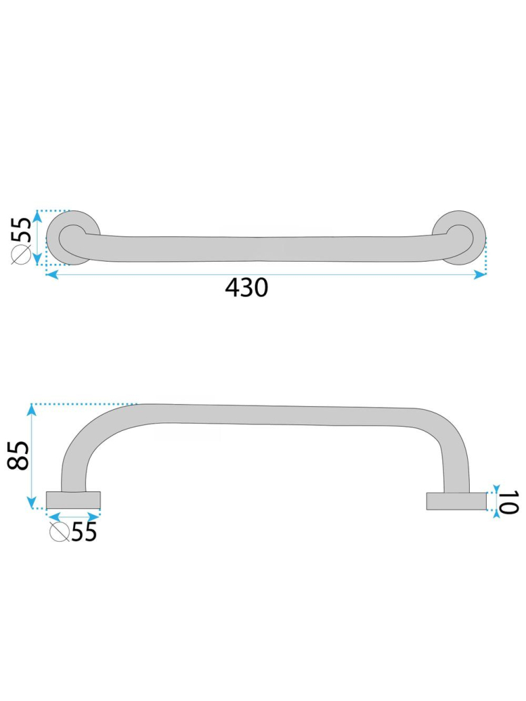 Bară de sprijin dreaptă pentru baie 40 cm crom [9]