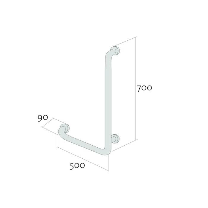 Bara fixa Cersanit, Etiuda, cu montaj pe perete, de stanga, 50x9x70 cm, inox [2]