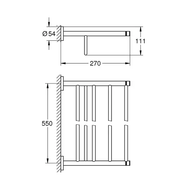 Bara portprosop cu suport Grohe Essentials 60 cm crom lucios [3]