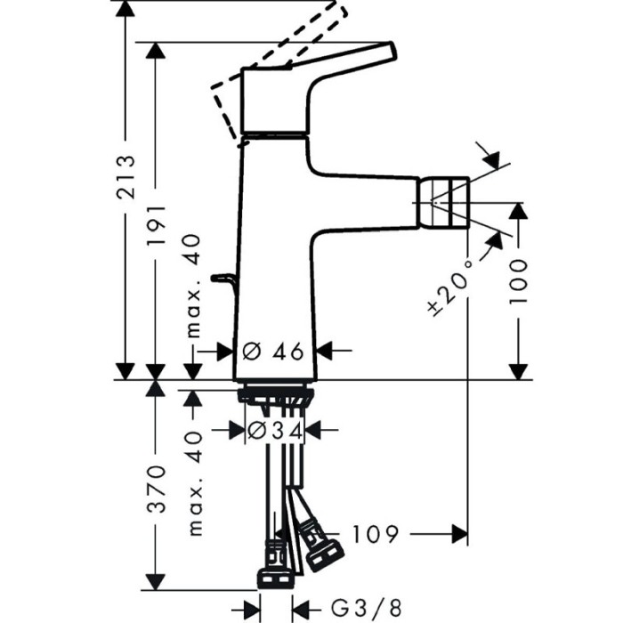 Baterie bideu cu ventil, Hansgrohe, Talis S, crom [2]