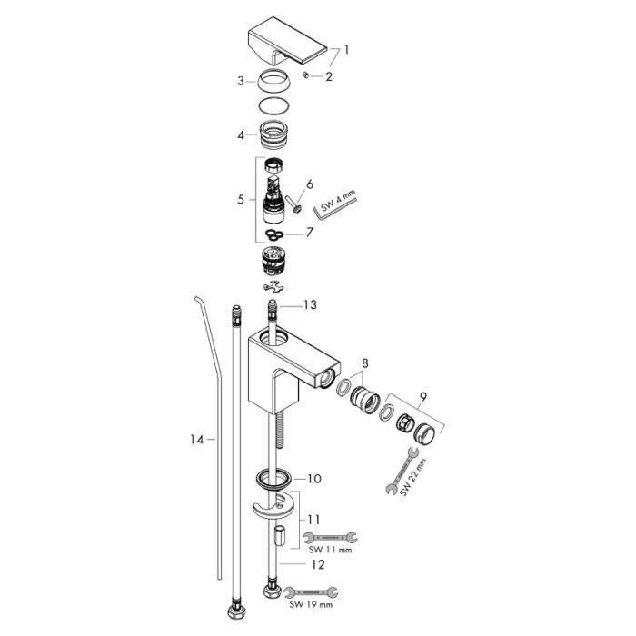 Baterie bideu cu ventil pop-up, Hansgrohe, Vernis Shape, negru mat [4]