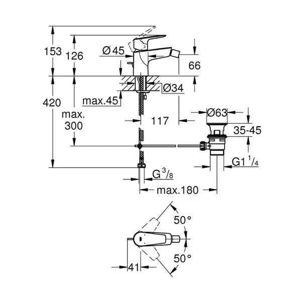 Baterie bideu Grohe BauEdge New crom lucios [2]