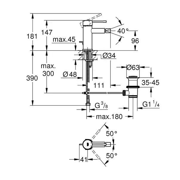 Baterie bideu Grohe Essence monocomanda antracit periat Hard Graphite [3]