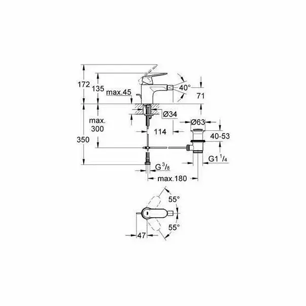 Baterie bideu Grohe Eurosmart Cosmopolitan crom lucios [2]