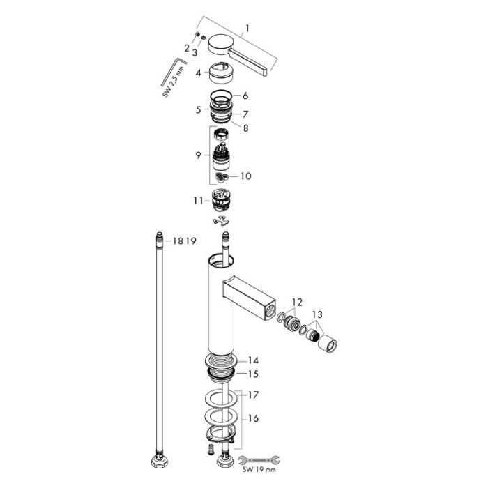 Baterie bideu, Hansgrohe, Finoris, cu ventil push-open, crom [4]