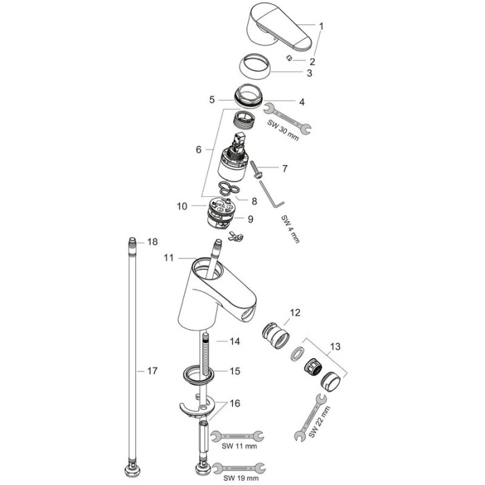 Baterie bideu, Hansgrohe, Focus, cu ventil click-clack, crom [3]