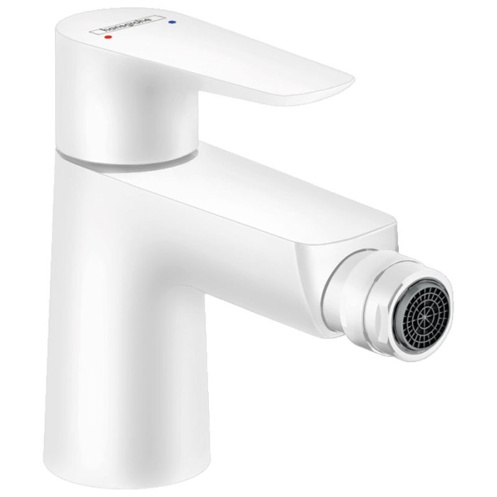 Baterie bideu, Hansgrohe, Talis E, cu ventil pop-up, alb mat [1]