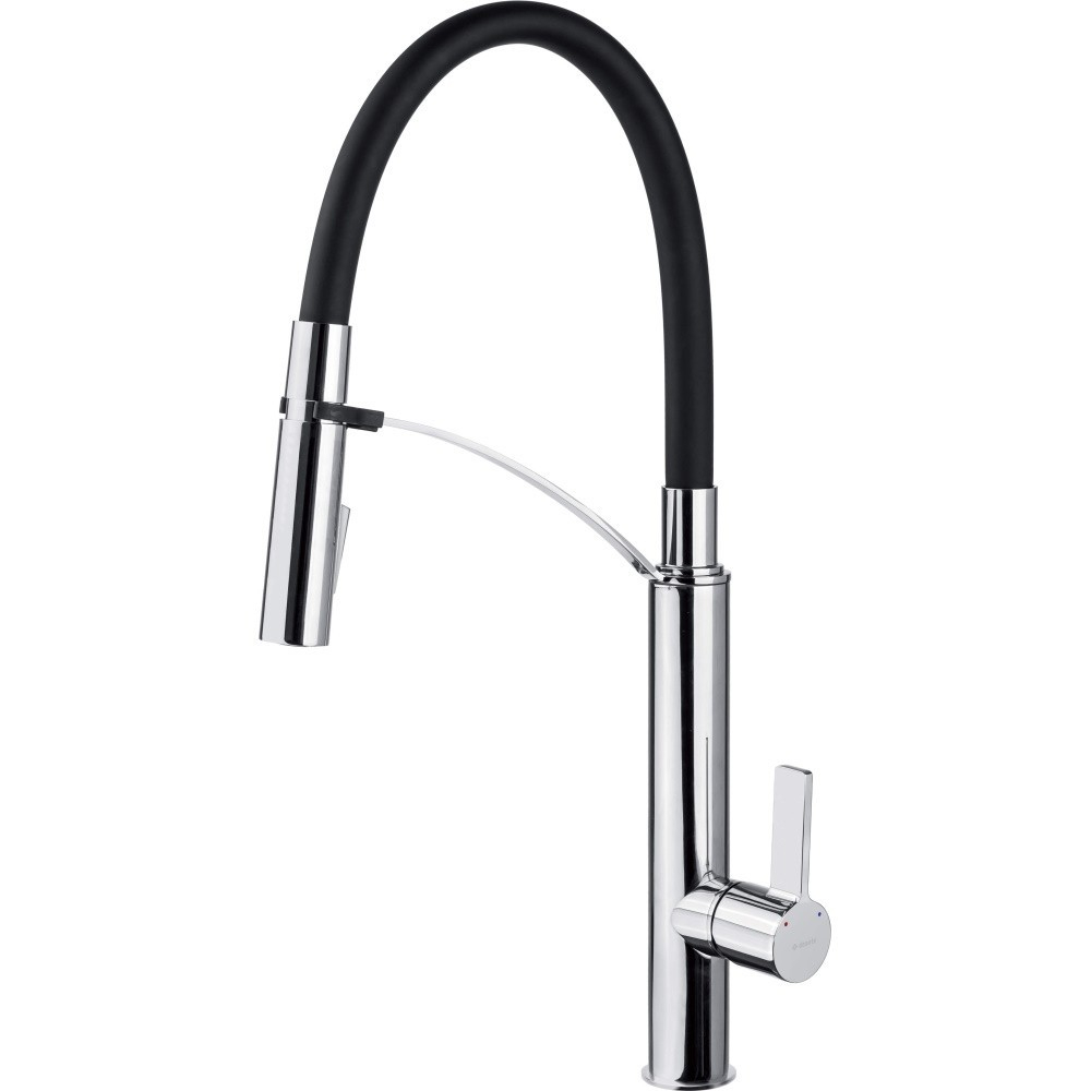 Baterie bucatarie cu dus extractabil Deante Gerbera crom/negru [1]