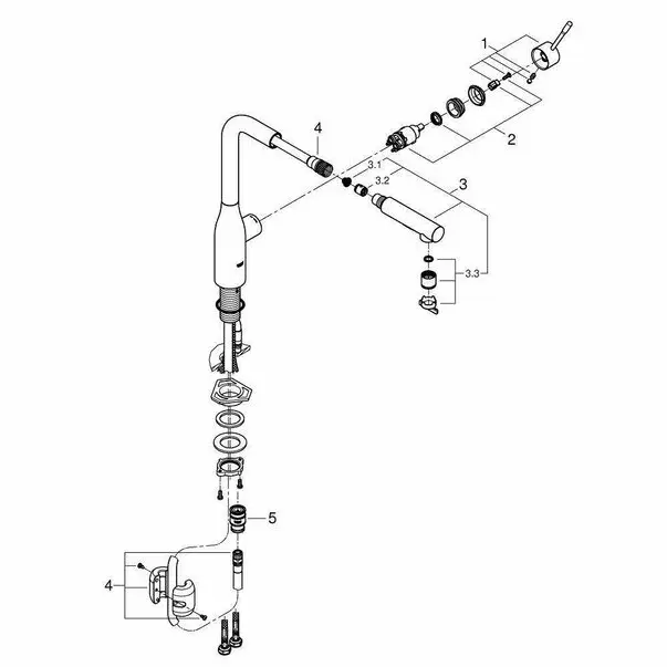 Baterie bucatarie cu dus extractabil Grohe Essence inalta crom lucios [2]