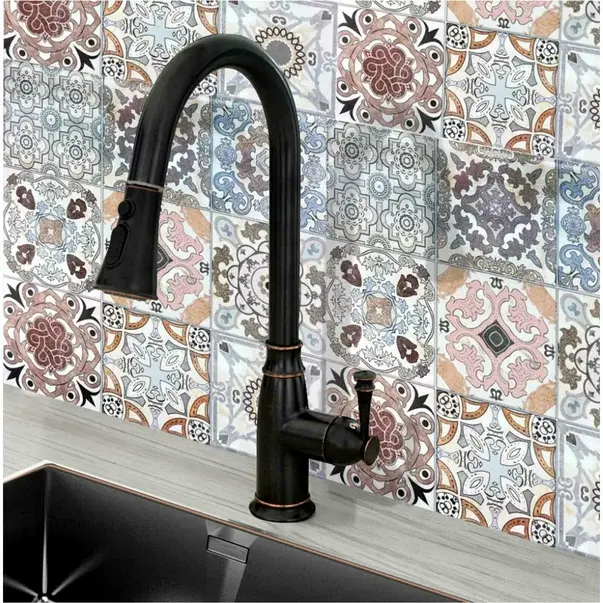 Baterie bucatarie cu dus extractibil Rea Deco negru mat [7]