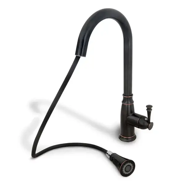 Baterie bucatarie cu dus extractibil Rea Deco negru mat [3]