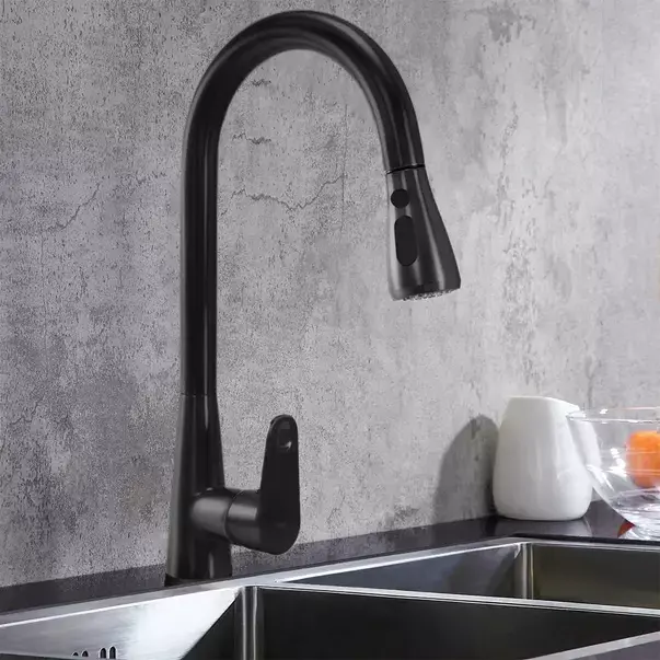 Baterie bucatarie cu dus extractibil Rea Mild negru mat [1]