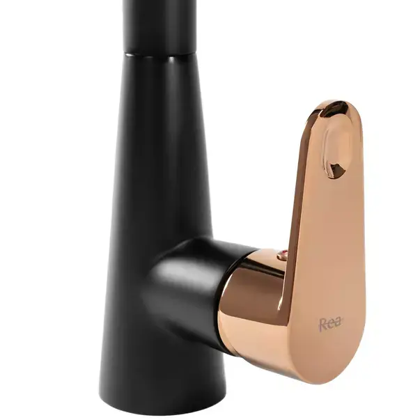 Baterie bucatarie cu dus extractibil Rea Mild negru mat - Rose Gold [6]