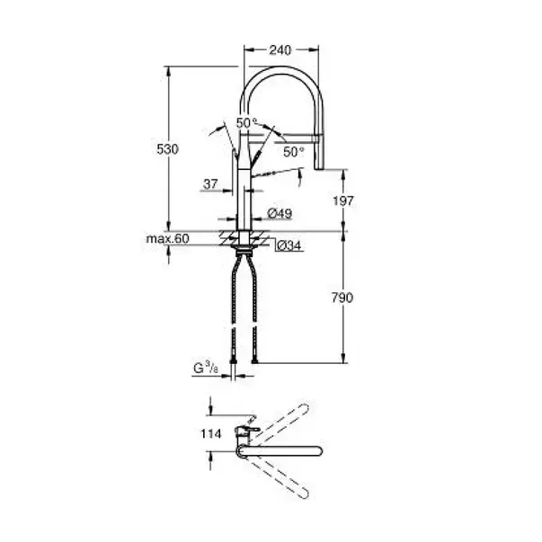 Baterie bucatarie cu pipa flexibila Grohe Essence negru mat Phantom Black [5]