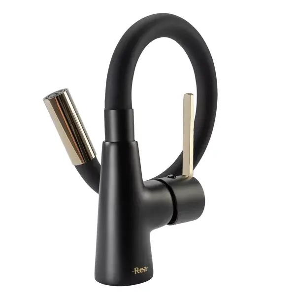Baterie bucatarie cu pipa flexibila Rea Icon negru - auriu [7]
