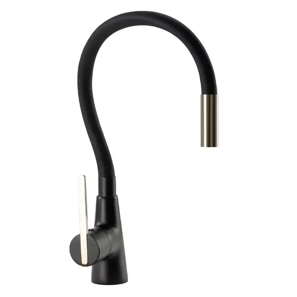 Baterie bucatarie cu pipa flexibila Rea Icon negru - auriu [4]