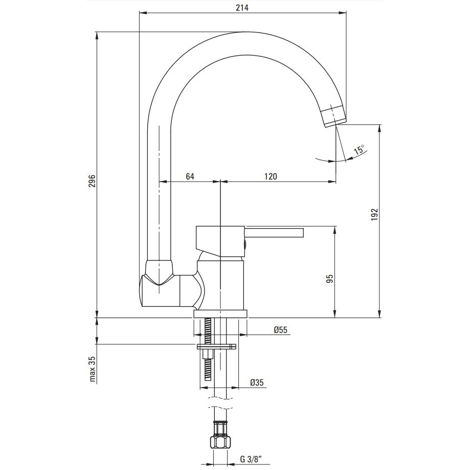 Baterie bucatarie Deante Aster H296 mm crom [7]