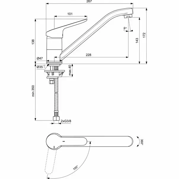 Baterie bucatarie Ideal Standard Ceraflex BlueStart monocomanda [2]