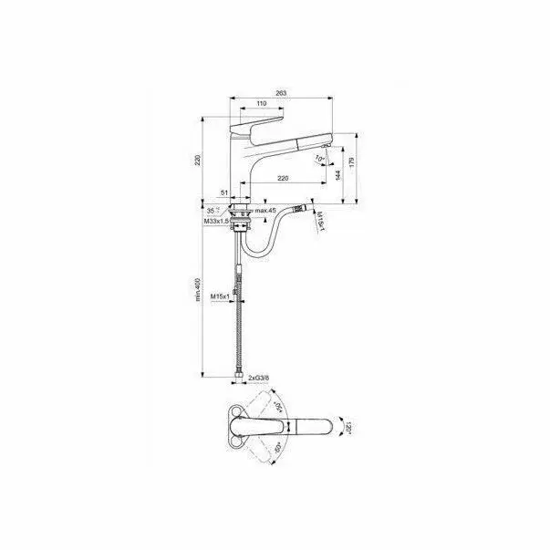 Baterie bucatarie Ideal Standard Ceraplan III pipa inalta si dus extractibil [2]