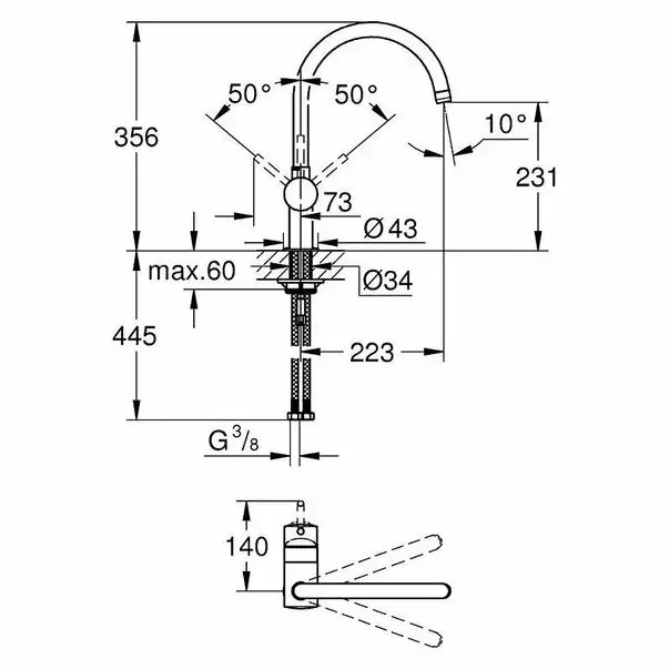 Baterie bucatarie monocomanda Grohe Minta negru mat [2]