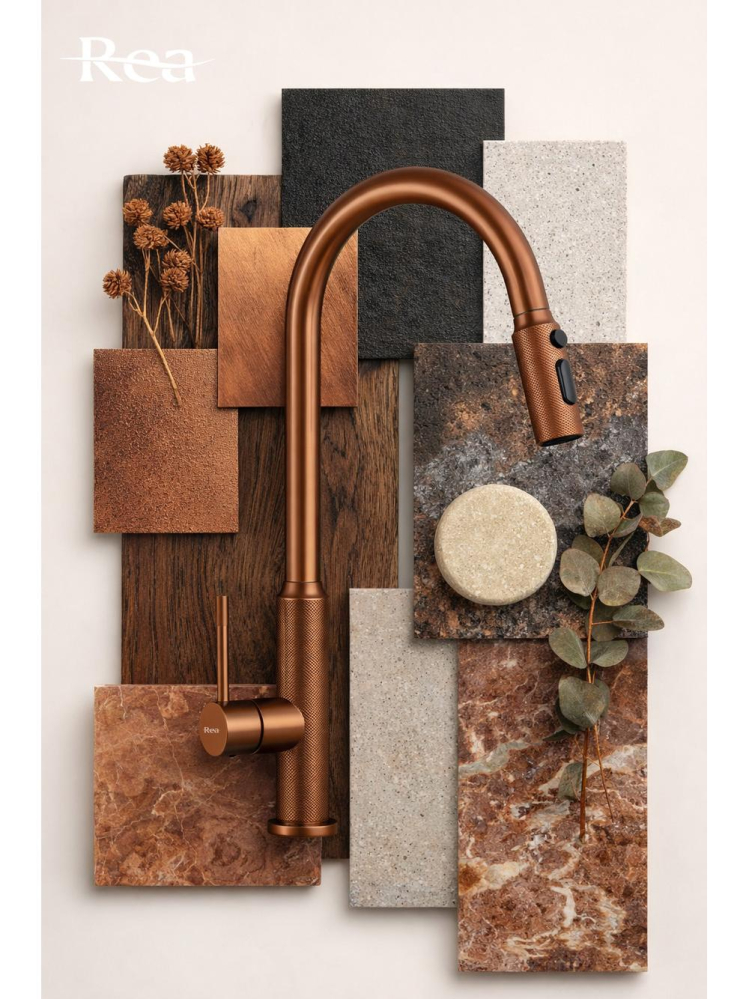 Baterie bucatarie Rea Master cupru periat [8]